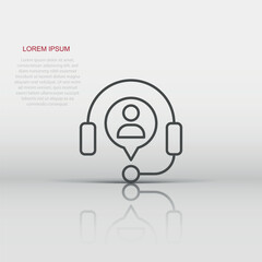 Helpdesk icon in flat style. Headphone vector illustration on white isolated background. Chat operator business concept.