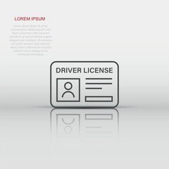 Driver license icon in flat style. Id card vector illustration on white isolated background. Identity business concept.