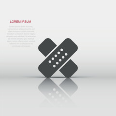 Bandage icon in flat style. Plaster vector illustration on white isolated background. First aid kit business concept.