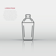 Shaker cocktail icon in flat style. Alcohol bottle vector illustration on white isolated background. Bar drink business concept.