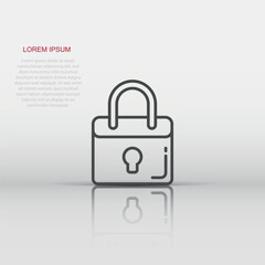 Locker icon in flat style. Padlock password vector illustration on white isolated background. Key unlock business concept.
