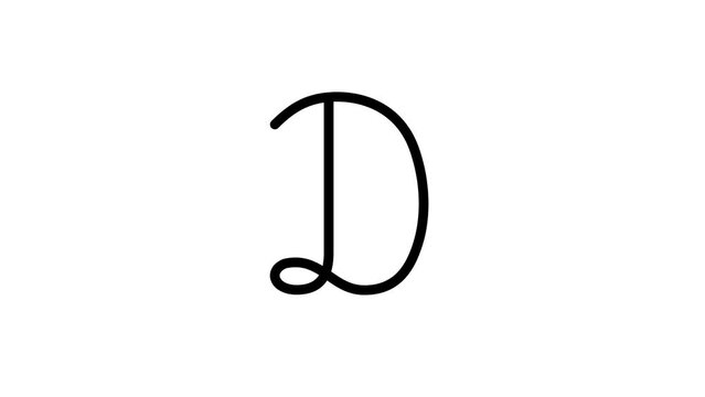 D letter big writing cartoon animation. Compatibile part of alphabet serie. Handwriting educational style for children. Good for education movies, presentation, learning alphabet, etc...
