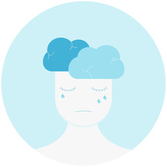thinking person illustration in blue colours