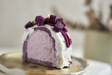 Purple sweet potato roll cake