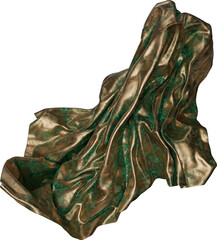Bronze Brass Aged Petina Abstract 3d Fabric Floating Leaf Wrinkled Texture Isolated on Transparent Background