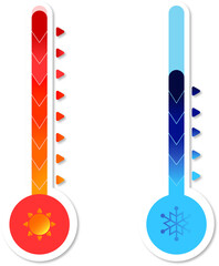 Gradient thermometer icon set transparent background