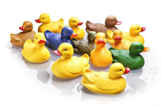 rubber ducks isolated on white background. Generated by AI