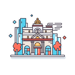 Fototapeta premium Bank building vector icon illustration