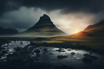Fototapeta na wymiar Iceland landscape photography, rivers, waterfalls and mountains