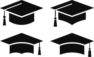 Graduation hat icon, mortarboard cap symbol - obrazy, fototapety, plakaty