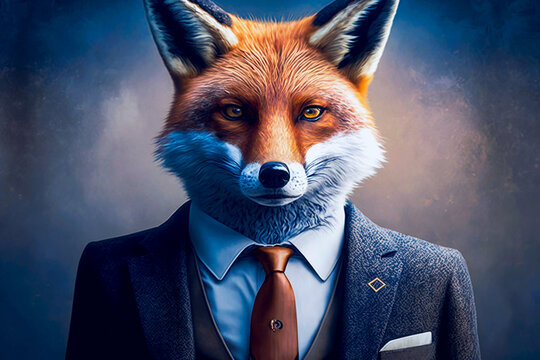 Gfox animal posing in business suit . enerative ai