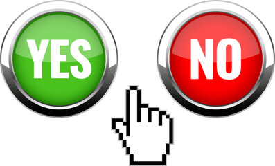 Yes or No web buttons on white background