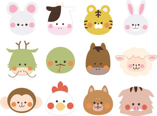 Obraz premium 干支のアイコンセット_主線なし