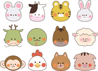 干支のアイコンセット_主線あり