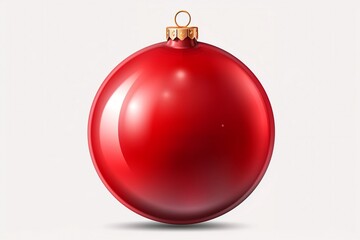 Realistic red Christmas ball isolated on a white background. Generative AI