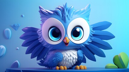 Baby owl, cartoon, tiny cute and adorable owl.