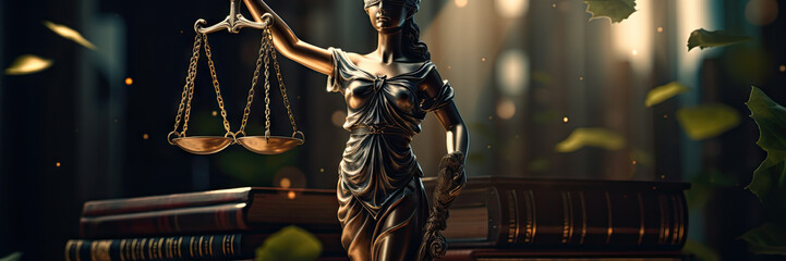 A Lady Justice poster with copy space - Generative AI