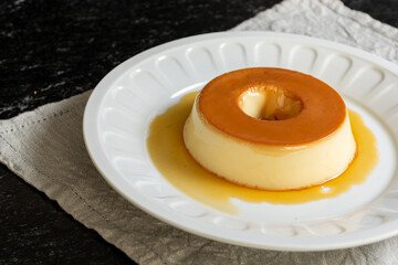 pudim de leite or condensed milk pudding, homemade delicious brazilian dessert recipe.
