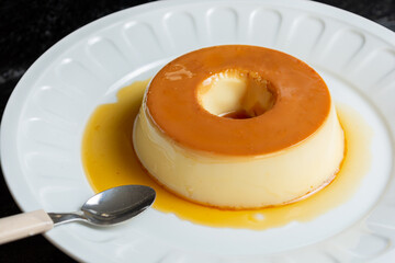 pudim de leite or condensed milk pudding, homemade delicious brazilian dessert recipe.
