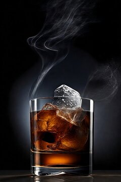 Whiskey with ice and smoke	