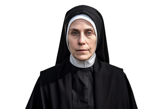 A nun isolated on transparent background - Generative AI
