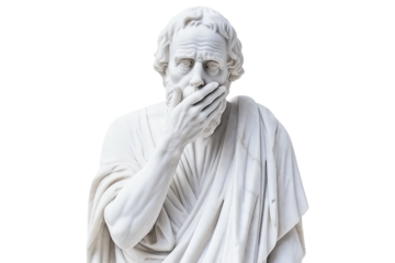 A marble statue of philosopher isolated on transparent background - Fictional Person, Generative AI