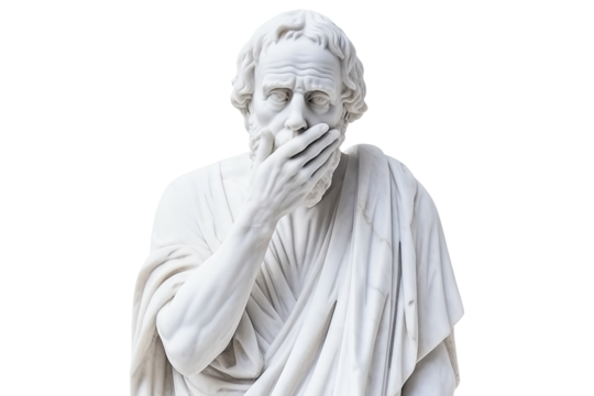 A marble statue of philosopher isolated on transparent background - Fictional Person, Generative AI