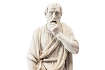A marble statue of philosopher isolated on transparent background - Fictional Person, Generative AI