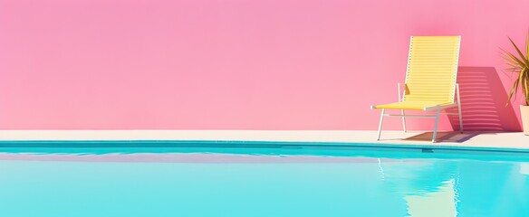 banner background of  sunbed seat at swimming poolside, Generative Ai