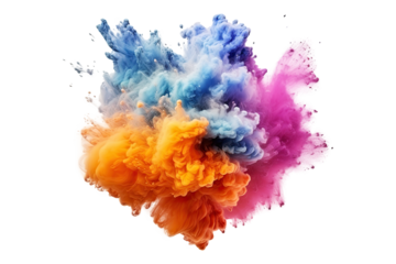 A colorful smoke explosion isolated on white background - Generative AI