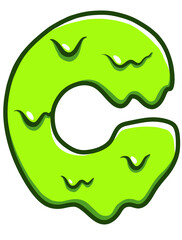 Letters C Alien Zombie Green Blood Halloween Theme Font