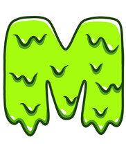 Obraz premium Letters M Alien Zombie Green Blood Halloween Theme Font
