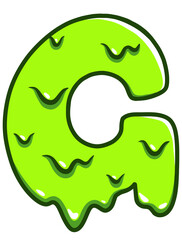 Letters G Alien Zombie Green Blood Halloween Theme Font