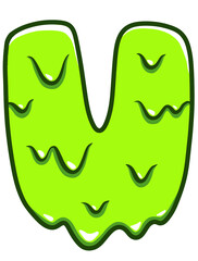 Letters U Alien Zombie Green Blood Halloween Theme Font