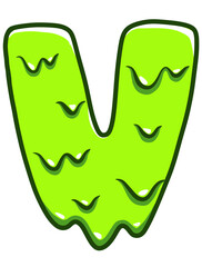 Letters V Alien Zombie Green Blood Halloween Theme Font