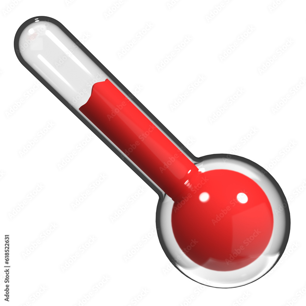 Poster 3d render of thermometer. 3d glass thermometer. red thermometer icon. 3d rendering illustration