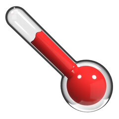 3d render of thermometer. 3d glass thermometer. Red thermometer icon. 3d rendering illustration