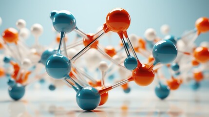 Macro Photorealistic 3D Rendering of a Single Amino Acid Molecule. Generative AI