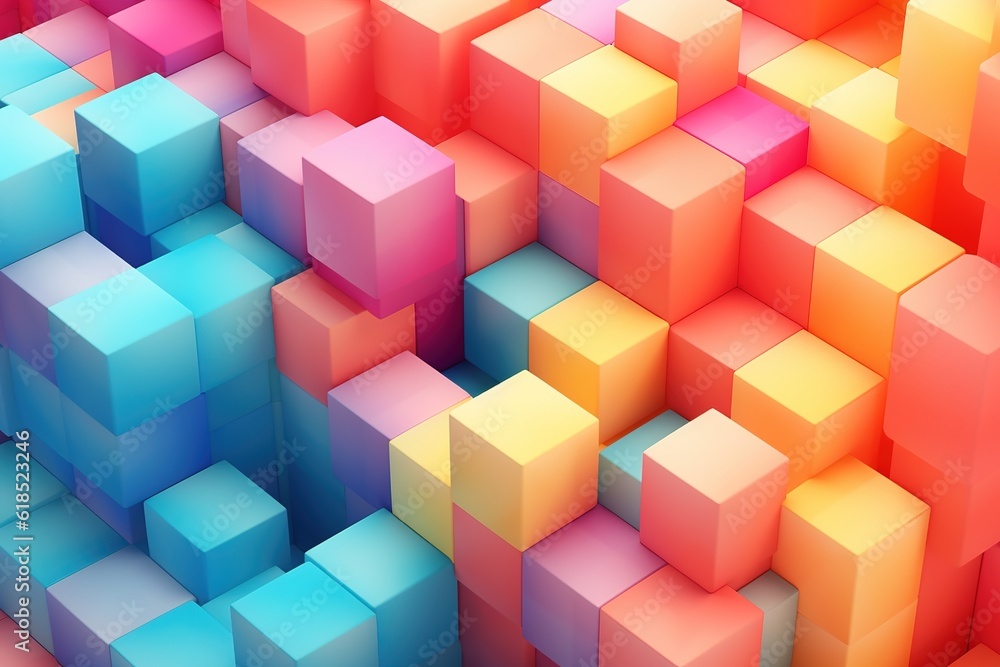 Poster a multicolored backdrop with a multitude of cubes in a variety of hues
