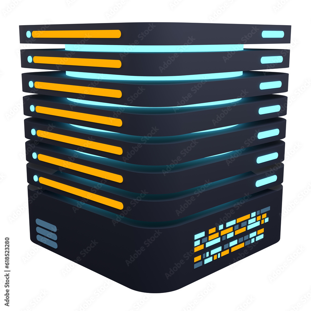 Poster 3d server icon. computer server 3d render icon. cloud computing. 3d render illustration