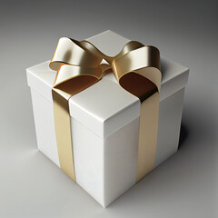Gift box with ribbon, elegant presentation for a present, isolated on a white background Ai generated image