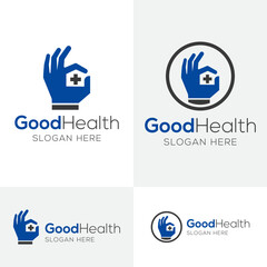 hand concept health care logo design vector icon symbol.