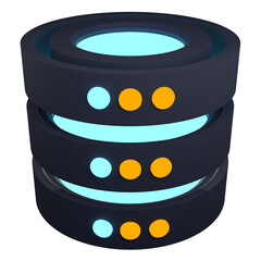 3d render of database. Database server 3d render icon. Network and database. Computer technology. 3d render illustration