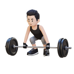 Fototapeta na wymiar 3D Sportsman Character Building Strength and Power with Deadlift Workout