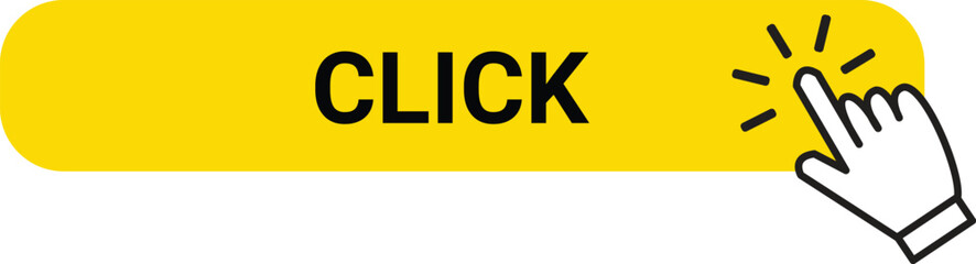 Click button, hand holding a yellow sign