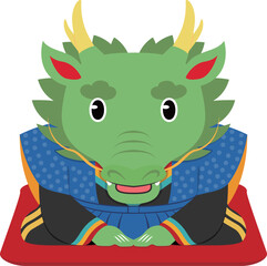 年賀イラスト素材 福助 2024 辰年