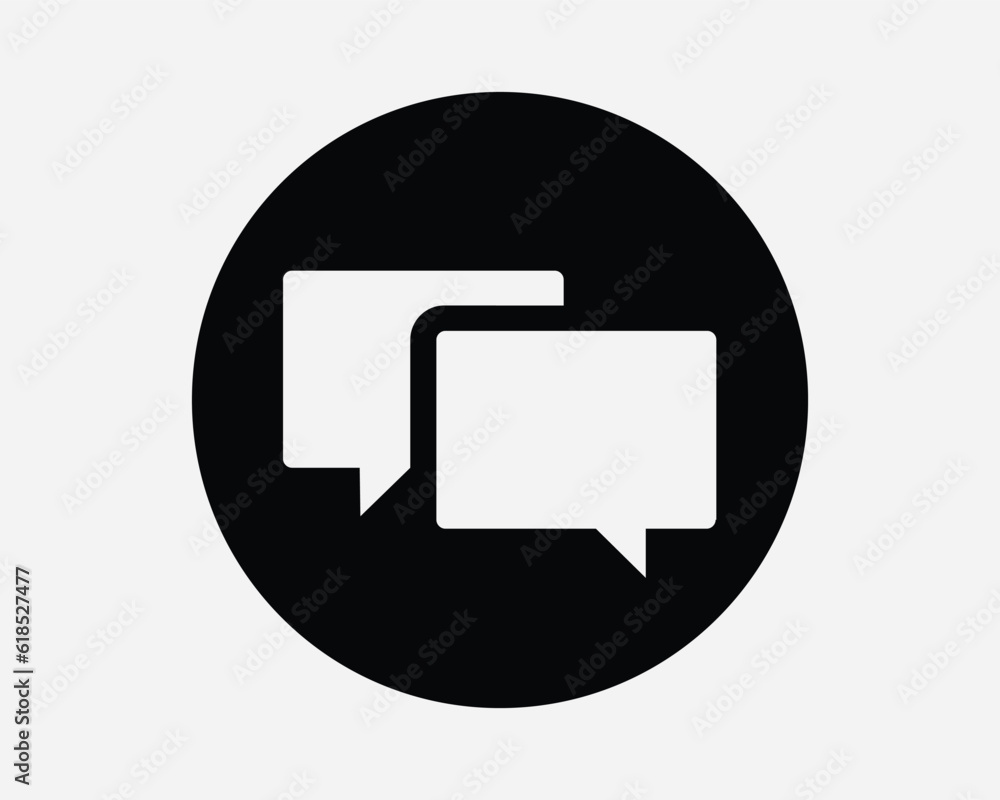 Aufkleber conversation circular icon. chat box round circle speech talk message comment discussion. black whit