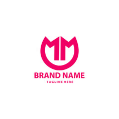 initial letter MM tulip shape logo design