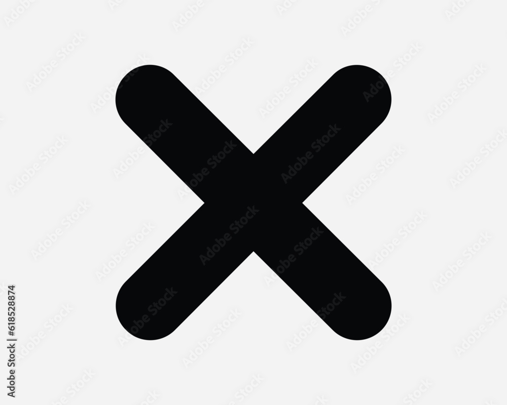 Poster delete cross icon. delete x mark cancel reject incorrect negative decline off error. off black white