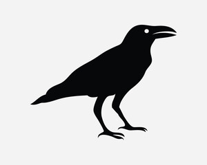 Crow Icon. Raven Wildlife Bird Animal Fly Stand Sit Nature Halloween Gothic. Black White Silhouette Graphic Clipart Artwork Symbol Sign Vector EPS